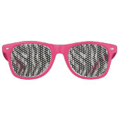 Retro Party Shades roze Zebra Zonnebril (Voorkant)