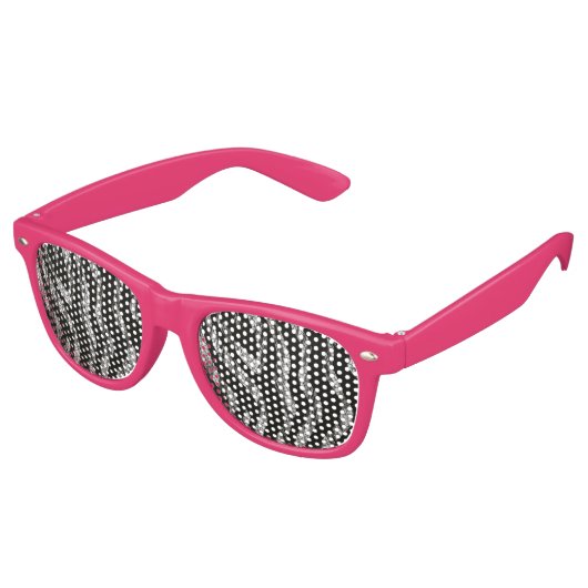 Retro Party Shades roze Zebra Zonnebril (Gekanteld)
