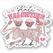 Retro Party Skelet Anti-Valentijn Club Vinyl Sticker (Voorkant)