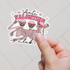 Retro Party Skelet Anti-Valentijn Club Vinyl Sticker