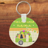 Retro Party Spullen voor in de Caravan Groen/Oranj Sleutelhanger (Voorkant)