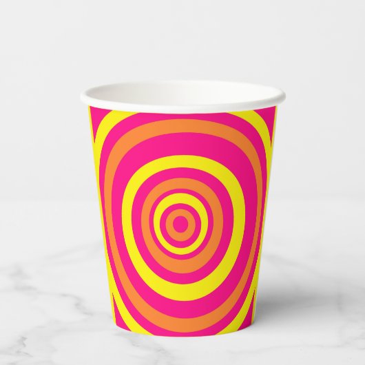 Retro Party-ups met opgerold Oranje en geel Papieren Bekers (Achterkant)