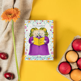 retro  Pasen Angels Feestdagen Kaart