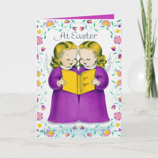 retro  Pasen Angels Feestdagen Kaart (Voorkant)