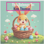 Retro Pasen Bunny Basket Bliss Sticker (Voorkant)