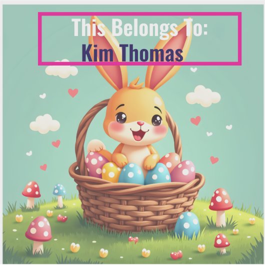 Retro Pasen Bunny Basket Bliss Sticker (Voorkant)