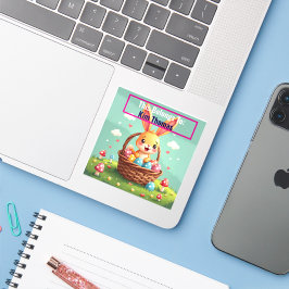 Retro Pasen Bunny Basket Bliss Sticker