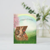 Retro Pasen Bunny Holiday Card Feestdagenkaart (Staand voorkant)