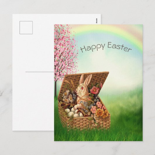 Retro Pasen Bunny Holiday Card Feestdagenkaart (Voorkant / Achterkant)