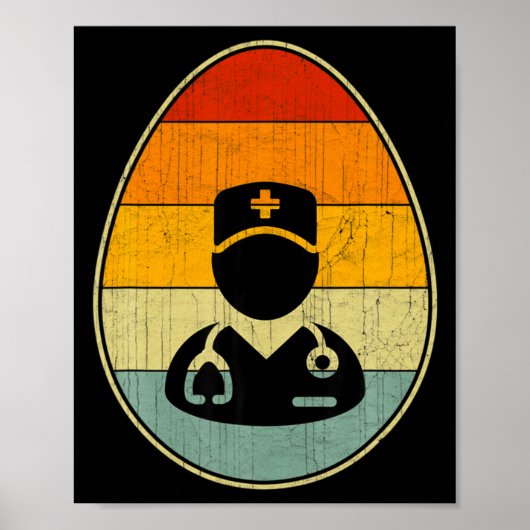 Retro Pasen Ei Grafisch Funny Pasen Dag Medisch  Poster (Voorkant)