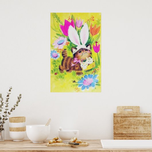 retro  Pasen kattendecor poster (Keuken)