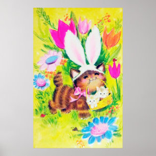 retro  Pasen kattendecor poster