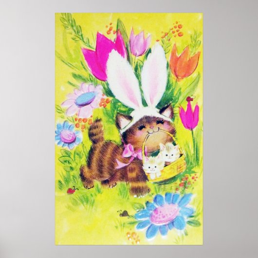 retro Pasen kattendecor poster (Voorkant)