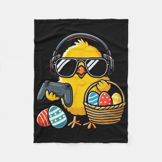 Retro Pasen Kip Gamen Grappig Pasen Fleece Deken (Voorkant)