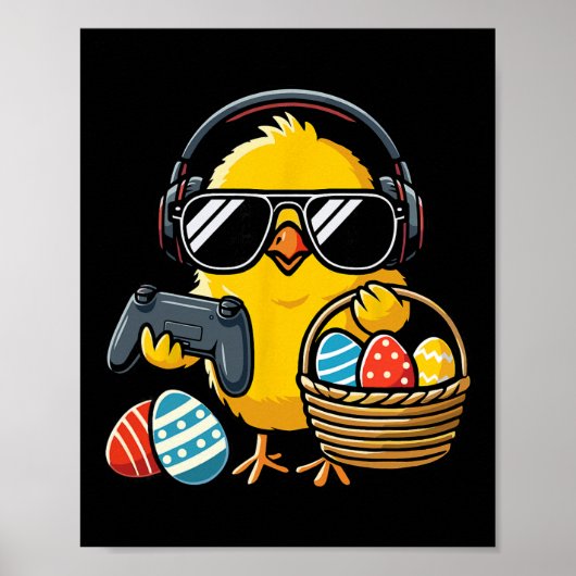 Retro Pasen Kip Gamen Grappig Pasen Poster (Voorkant)