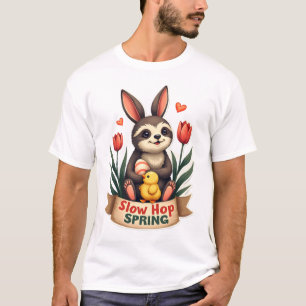 Retro Pasen Luiaard Konijn Lente Bloemen Shirt 2