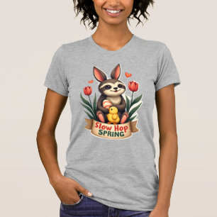Retro Pasen Luiaard Konijn Lente Bloemen Shirt 2