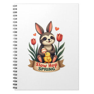 Retro Pasen Luiaard Konijn Lente Bloemen Shirt 2 Notitieboek