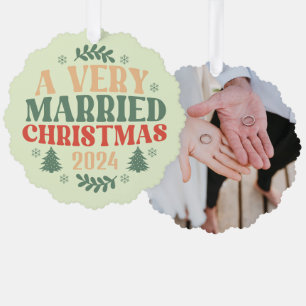 retro pasgehuwde kerstversiering eerste kerst als ornament kaart