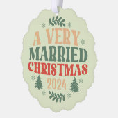 retro pasgehuwde kerstversiering eerste kerst als ornament kaart (Links)