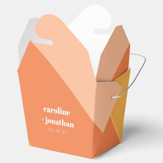 Retro pasta Geometrische kunst Aangepaste bruiloft Bedankdoosjes (Geopend)