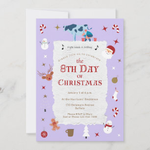 Retro Pastel 8e Dag Kerst Nieuwjaar Kerstmis Kaart