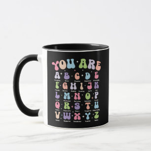 Retro Pastel Alfabet Affirmatie Verbazingwekkende Mok