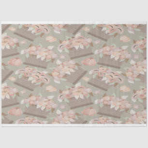 Retro Pastel Apple Blossom Basket Tissuepapier