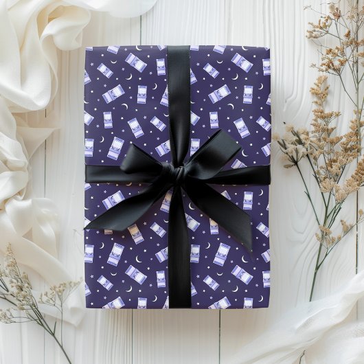 Retro pastel arcade maan en sterren cadeaupapier