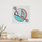 Retro Pastel Art Deco Geometrisch maanontwerp Poster (Keuken)