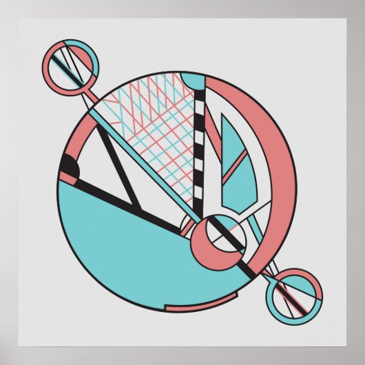 Retro Pastel Art Deco Geometrisch maanontwerp Poster (Voorkant)