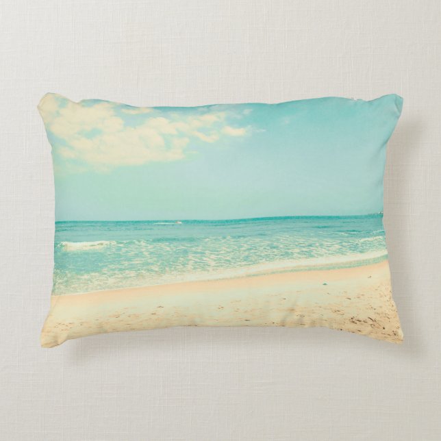 Retro Pastel Beachstrand, abstract, hipster, backg Accent Kussen (Voorkant)