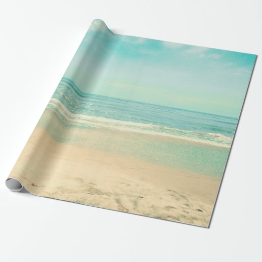 Retro Pastel Beachstrand, achtergrond, zomer, , Cadeaupapier (Uitgerold)