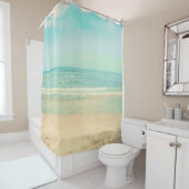 Retro Pastel Beachstrand, achtergrond, zomer, , Douchegordijn (In situ)