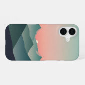 Retro Pastel Bergen Dageraad iPhone 16 Hoesje (Achterkant horizontaal)