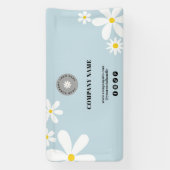 Retro Pastel Blauw Wit Daisy Business Logo Event Spandoek (Verticaal)