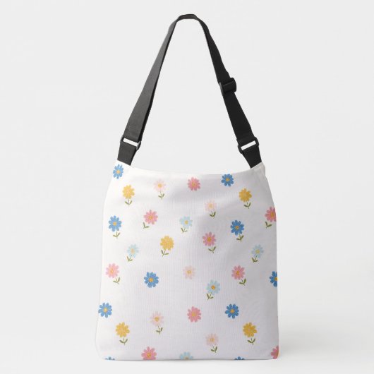 Retro Pastel Bloem Baby Crossbody Tas (Voorkant)