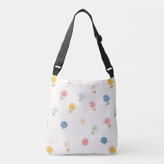 Retro Pastel Bloem Baby Crossbody Tas (Voorkant)