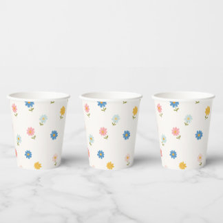 Retro Pastel Bloem Baby Papieren Bekers