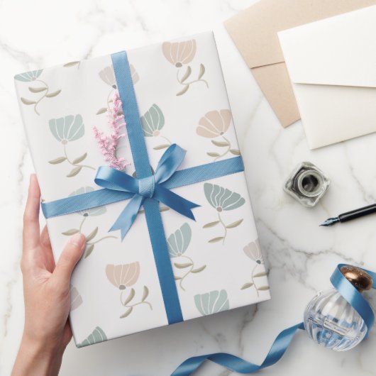 Retro Pastel Bloemen Cadeaupapier (Geschenken)