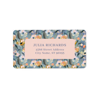 Retro Pastel  Bloemen Retouradres Label
