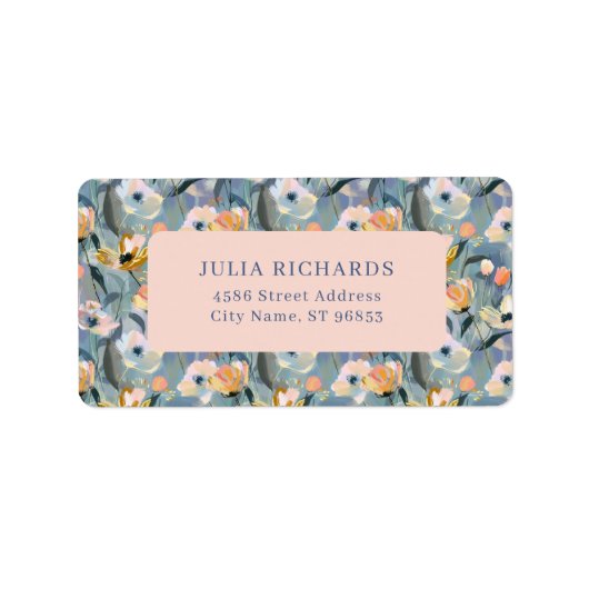 Retro Pastel  Bloemen Retouradres Label (Voorkant)