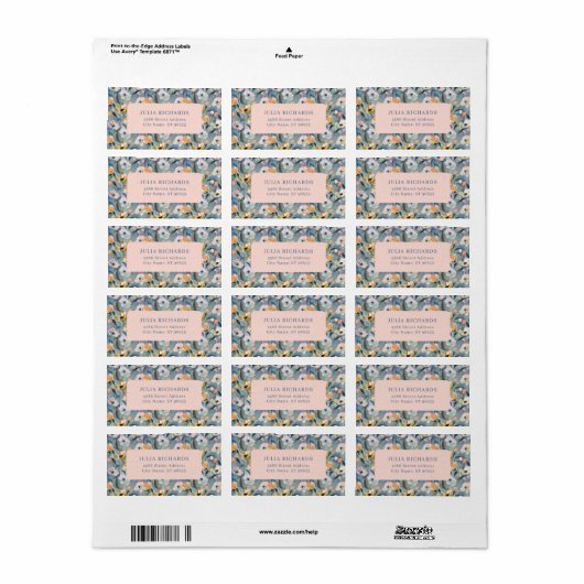 Retro Pastel Bloemen Retouradres Label (Full Sheet)