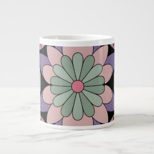 Retro Pastel Bloemige Mandala Symmetrie Grote Koffiekop