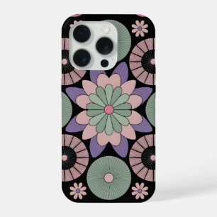 Retro Pastel Bloemige Mandala Symmetrie iPhone 15 Pro Case