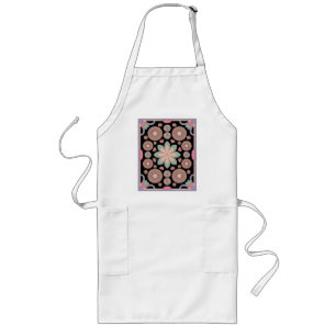 Retro Pastel Bloemige Mandala Symmetrie Lang Schort