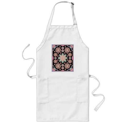 Retro Pastel Bloemige Mandala Symmetrie Lang Schort (Voorkant)