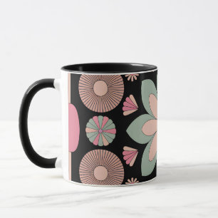 Retro Pastel Bloemige Mandala Symmetrie Mok