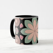 Retro Pastel Bloemige Mandala Symmetrie Mok (Voorkant links)