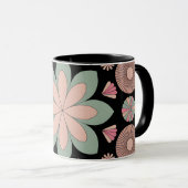 Retro Pastel Bloemige Mandala Symmetrie Mok (Voorkant rechts)